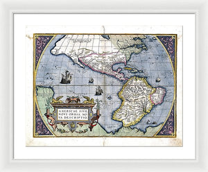 Old Map Of The Americas 1579  - Framed Print