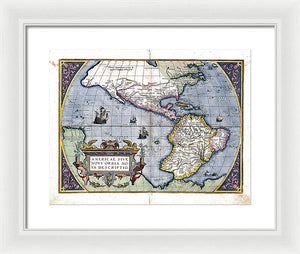 Old Map Of The Americas 1579  - Framed Print