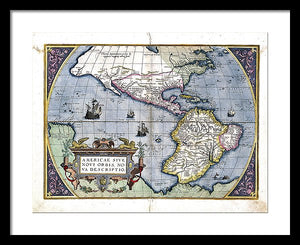 Old Map Of The Americas 1579  - Framed Print