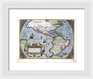 Old Map Of The Americas 1579  - Framed Print