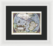 Load image into Gallery viewer, Old Map Of The Americas 1579  - Framed Print