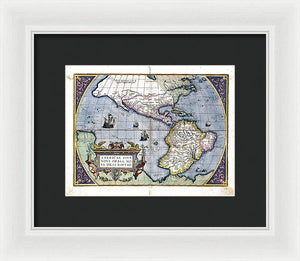 Old Map Of The Americas 1579  - Framed Print