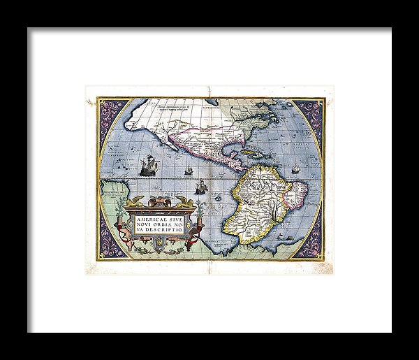 Old Map Of The Americas 1579  - Framed Print