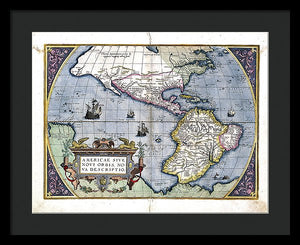 Old Map Of The Americas 1579  - Framed Print