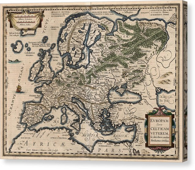 1618 Map Of Europe - Canvas Print