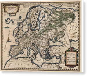 1618 Map Of Europe - Canvas Print