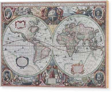 1630 Map Of The World - Wood Print