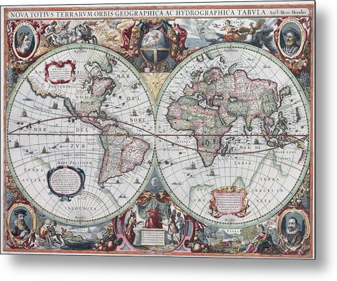 1630 Map Of The World - Metal Print