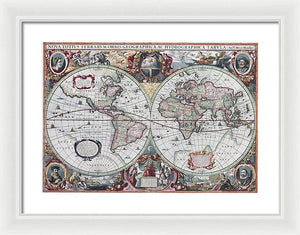 1630 Map Of The World - Framed Print