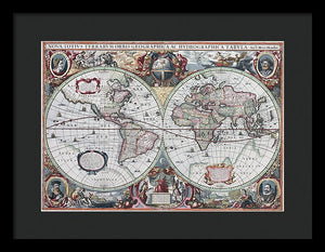 1630 Map Of The World - Framed Print