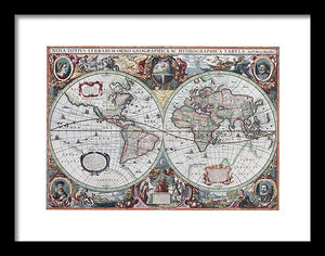 1630 Map Of The World - Framed Print