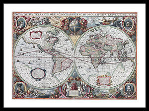 1630 Map Of The World - Framed Print