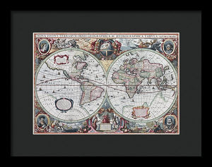 1630 Map Of The World - Framed Print