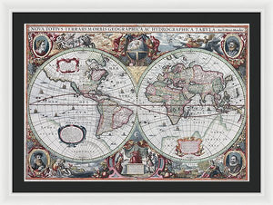 1630 Map Of The World - Framed Print