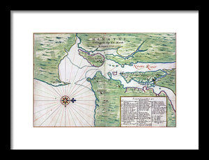 Old Map Of New York City Region 1639 - Framed Print