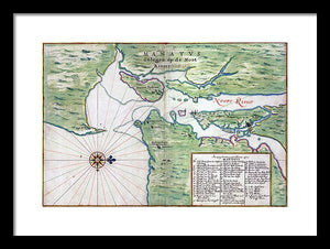 Old Map Of New York City Region 1639 - Framed Print