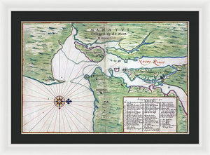 Old Map Of New York City Region 1639 - Framed Print