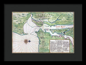 Old Map Of New York City Region 1639 - Framed Print