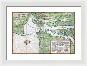 Old Map Of New York City Region 1639 - Framed Print