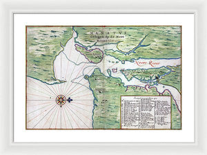 Old Map Of New York City Region 1639 - Framed Print