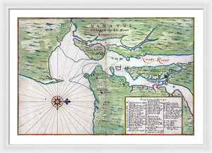 Old Map Of New York City Region 1639 - Framed Print