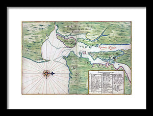 Old Map Of New York City Region 1639 - Framed Print