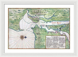 Old Map Of New York City Region 1639 - Framed Print