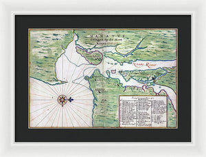 Old Map Of New York City Region 1639 - Framed Print