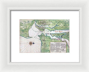 Old Map Of New York City Region 1639 - Framed Print