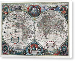 Old 1641 Map Of The World - Canvas Print