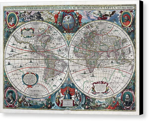 Old 1641 Map Of The World - Canvas Print