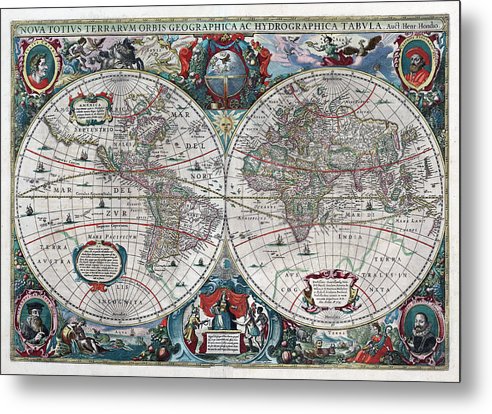 Old 1641 Map Of The World - Metal Print