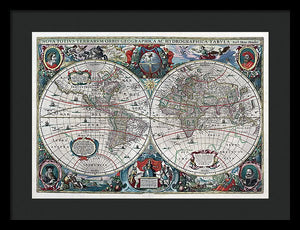 Old 1641 Map Of The World - Framed Print