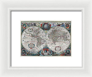 Old 1641 Map Of The World - Framed Print