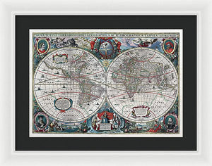 Old 1641 Map Of The World - Framed Print