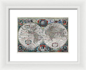 Old 1641 Map Of The World - Framed Print