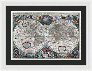 Old 1641 Map Of The World - Framed Print