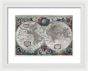 Old 1641 Map Of The World - Framed Print