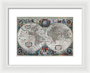 Old 1641 Map Of The World - Framed Print