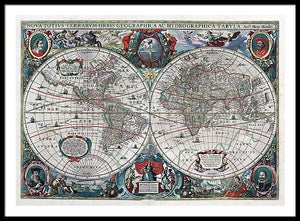 Old 1641 Map Of The World - Framed Print