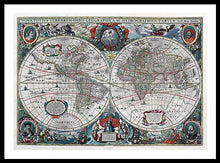 Load image into Gallery viewer, Old 1641 Map Of The World - Framed Print