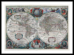 Old 1641 Map Of The World - Framed Print