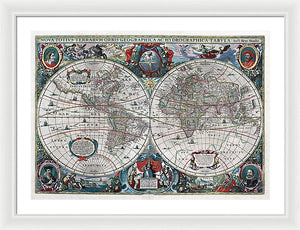 Old 1641 Map Of The World - Framed Print