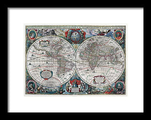 Old 1641 Map Of The World - Framed Print