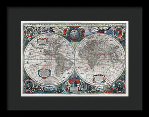 Old 1641 Map Of The World - Framed Print