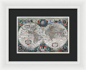 Old 1641 Map Of The World - Framed Print