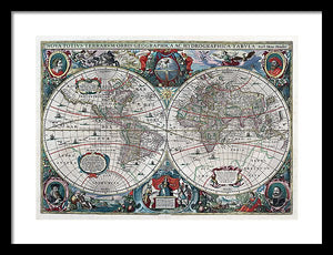 Old 1641 Map Of The World - Framed Print