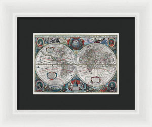 Old 1641 Map Of The World - Framed Print