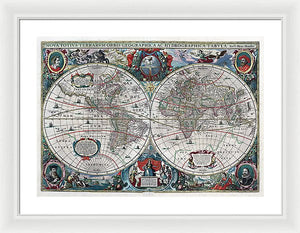 Old 1641 Map Of The World - Framed Print