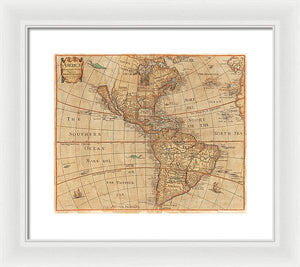 Old Map Of The Americas 1660  - Framed Print